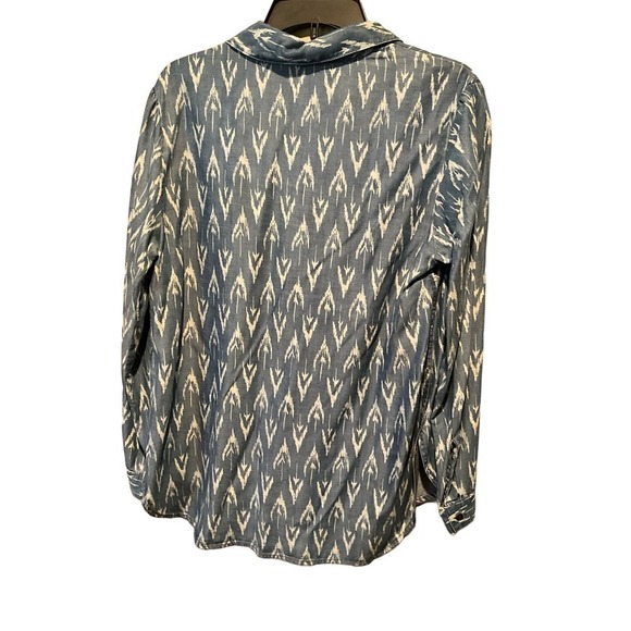 Velvet Heart Button-Up Shirt Women's Size M Gray Geometric Long Sleeve Tencel - Picture 3 of 5